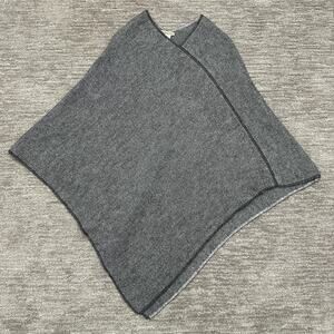 Fratelli Talli Sweater Cape Womens One Size Gray Herringbone Knit Italy Poncho